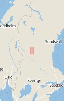 Översiktskarta som visar hela Sverige med en markör som visar ungefär var händelsen inträffat