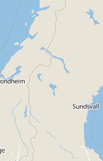 Översiktskarta som visar hela Sverige med en markör som visar ungefär var händelsen inträffat