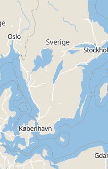 Översiktskarta som visar hela Sverige med en markör som visar ungefär var händelsen inträffat