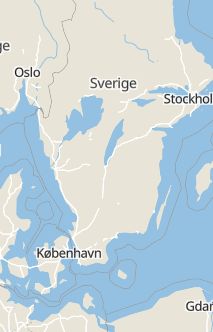 Översiktskarta som visar hela Sverige med en markör som visar ungefär var händelsen inträffat