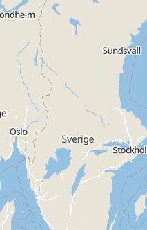 Översiktskarta som visar hela Sverige med en markör som visar ungefär var händelsen inträffat