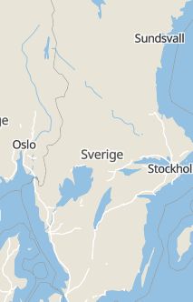 Översiktskarta som visar hela Sverige med en markör som visar ungefär var händelsen inträffat