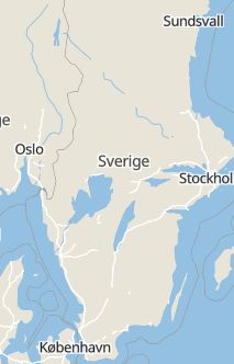 Översiktskarta som visar hela Sverige med en markör som visar ungefär var händelsen inträffat