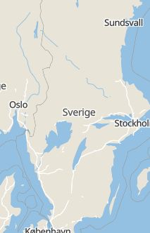 Översiktskarta som visar hela Sverige med en markör som visar ungefär var händelsen inträffat