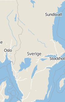 Översiktskarta som visar hela Sverige med en markör som visar ungefär var händelsen inträffat