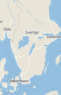 Översiktskarta som visar hela Sverige med en markör som visar ungefär var händelsen inträffat