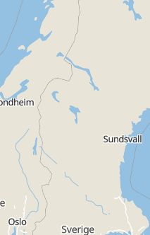 Översiktskarta som visar hela Sverige med en markör som visar ungefär var händelsen inträffat