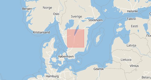 Karta som med röd fyrkant ramar in Jönköpings Län, Östergötlands län, Jönköpings län