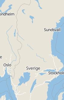 Översiktskarta som visar hela Sverige med en markör som visar ungefär var händelsen inträffat