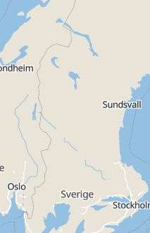 Översiktskarta som visar hela Sverige med en markör som visar ungefär var händelsen inträffat