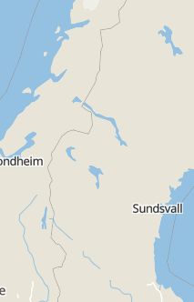 Översiktskarta som visar hela Sverige med en markör som visar ungefär var händelsen inträffat