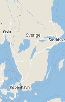 Översiktskarta som visar hela Sverige med en markör som visar ungefär var händelsen inträffat