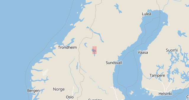 Karta som med röd fyrkant ramar in Rödön, Högsta, Krokom, Jämtlands län