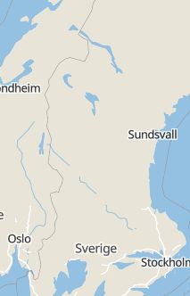 Översiktskarta som visar hela Sverige med en markör som visar ungefär var händelsen inträffat