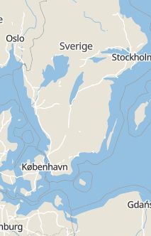 Översiktskarta som visar hela Sverige med en markör som visar ungefär var händelsen inträffat