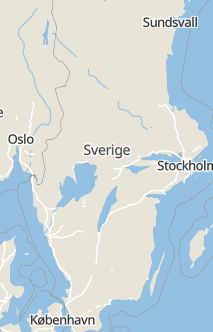 Översiktskarta som visar hela Sverige med en markör som visar ungefär var händelsen inträffat