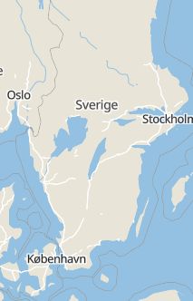 Översiktskarta som visar hela Sverige med en markör som visar ungefär var händelsen inträffat