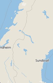 Översiktskarta som visar hela Sverige med en markör som visar ungefär var händelsen inträffat