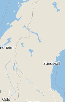 Översiktskarta som visar hela Sverige med en markör som visar ungefär var händelsen inträffat