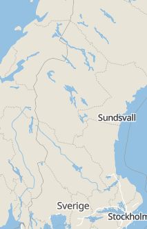 Översiktskarta som visar hela Sverige med en markör som visar ungefär var händelsen inträffat