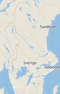 Översiktskarta som visar hela Sverige med en markör som visar ungefär var händelsen inträffat