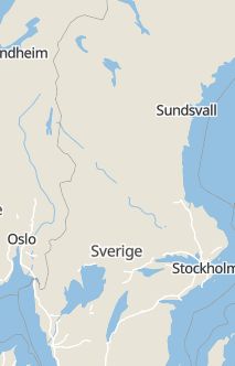 Översiktskarta som visar hela Sverige med en markör som visar ungefär var händelsen inträffat