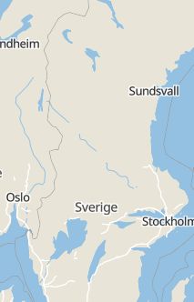 Översiktskarta som visar hela Sverige med en markör som visar ungefär var händelsen inträffat