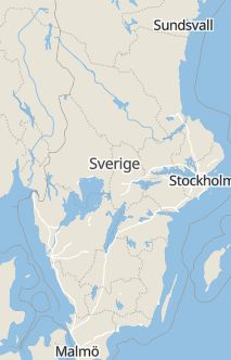 Översiktskarta som visar hela Sverige med en markör som visar ungefär var händelsen inträffat