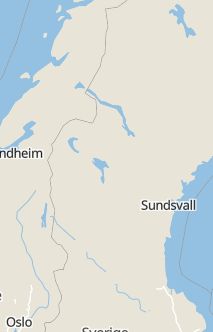 Översiktskarta som visar hela Sverige med en markör som visar ungefär var händelsen inträffat