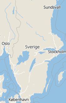 Översiktskarta som visar hela Sverige med en markör som visar ungefär var händelsen inträffat