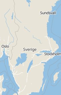 Översiktskarta som visar hela Sverige med en markör som visar ungefär var händelsen inträffat