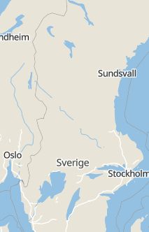 Översiktskarta som visar hela Sverige med en markör som visar ungefär var händelsen inträffat