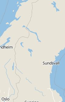 Översiktskarta som visar hela Sverige med en markör som visar ungefär var händelsen inträffat