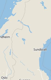 Översiktskarta som visar hela Sverige med en markör som visar ungefär var händelsen inträffat