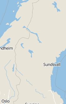 Översiktskarta som visar hela Sverige med en markör som visar ungefär var händelsen inträffat