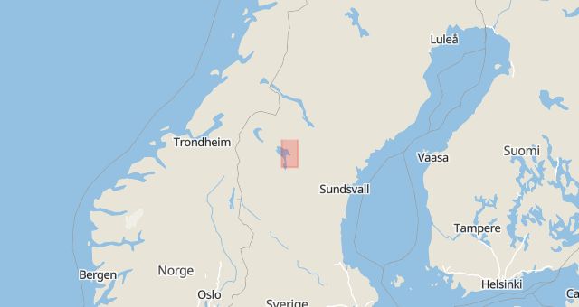 Karta som med röd fyrkant ramar in Jämtland, Östersund, Jämtlands län