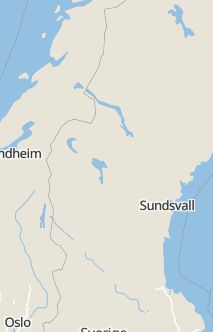 Översiktskarta som visar hela Sverige med en markör som visar ungefär var händelsen inträffat