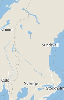 Översiktskarta som visar hela Sverige med en markör som visar ungefär var händelsen inträffat