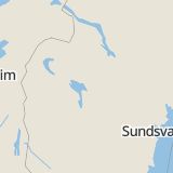 Karta som med röd fyrkant ramar in Östersund, Lugnvik, Bodal, Jämtlands län