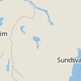 Karta som med röd fyrkant ramar in Östersund, Rådhusgatan, Tjalmargatan, Odenslund, Jämtlands län