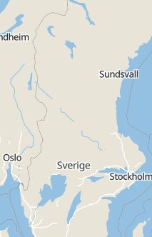 Översiktskarta som visar hela Sverige med en markör som visar ungefär var händelsen inträffat