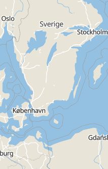 Översiktskarta som visar hela Sverige med en markör som visar ungefär var händelsen inträffat