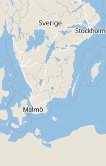 Översiktskarta som visar hela Sverige med en markör som visar ungefär var händelsen inträffat