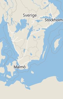Översiktskarta som visar hela Sverige med en markör som visar ungefär var händelsen inträffat