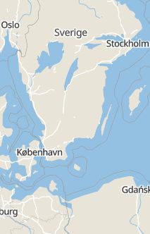Översiktskarta som visar hela Sverige med en markör som visar ungefär var händelsen inträffat