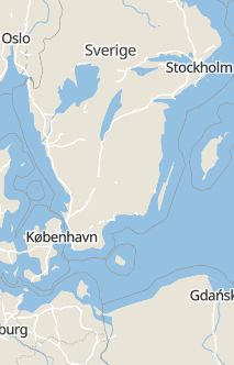 Översiktskarta som visar hela Sverige med en markör som visar ungefär var händelsen inträffat
