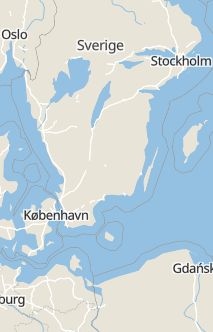 Översiktskarta som visar hela Sverige med en markör som visar ungefär var händelsen inträffat