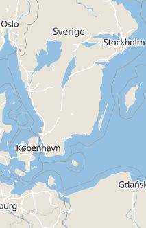 Översiktskarta som visar hela Sverige med en markör som visar ungefär var händelsen inträffat