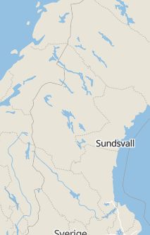 Översiktskarta som visar hela Sverige med en markör som visar ungefär var händelsen inträffat