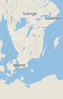 Översiktskarta som visar hela Sverige med en markör som visar ungefär var händelsen inträffat